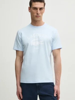 Lacoste t-shirt bawełniany męski kolor niebieski z nadrukiem TH2733