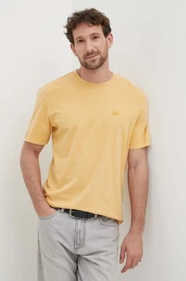 Lacoste t-shirt bawełniany męski kolor pomarańczowy gładki