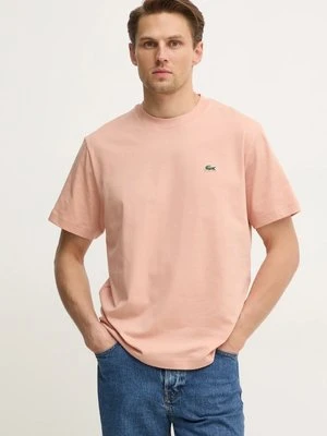 Lacoste t-shirt bawełniany męski kolor pomarańczowy gładki