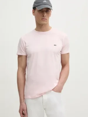 Lacoste t-shirt bawełniany męski kolor różowy gładki TH6709