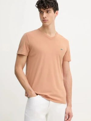 Lacoste t-shirt bawełniany męski kolor różowy gładki TH6710