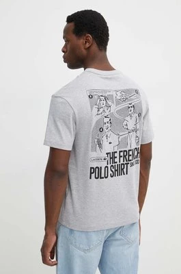 Lacoste t-shirt bawełniany męski kolor szary z nadrukiem