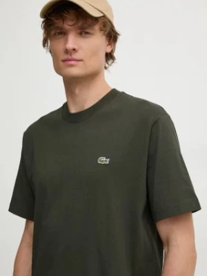 Lacoste t-shirt bawełniany męski kolor zielony gładki