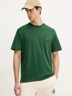 Lacoste t-shirt bawełniany męski kolor zielony gładki TH2827