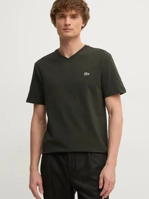 Lacoste t-shirt bawełniany męski kolor zielony gładki TH5077