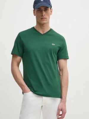 Lacoste t-shirt bawełniany męski kolor zielony gładki TH5077