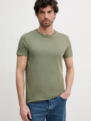 Lacoste t-shirt bawełniany męski kolor zielony gładki TH6709