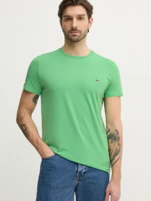 Lacoste t-shirt bawełniany męski kolor zielony gładki TH6709