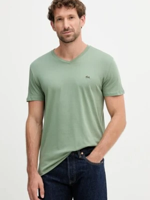 Lacoste t-shirt bawełniany męski kolor zielony gładki TH6710