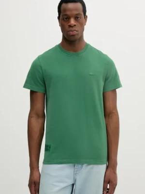 Lacoste t-shirt bawełniany męski kolor zielony gładki TH9894