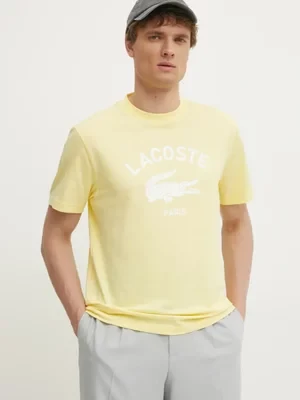 Lacoste t-shirt bawełniany męski kolor żółty z nadrukiem TH2733