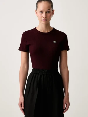 Lacoste T-shirt damski bawełniany bordowy
