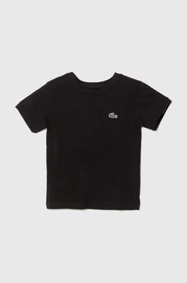 Lacoste t-shirt dziecięcy kolor czarny gładki