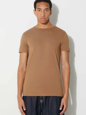 Lacoste T-shirt męski bawełniany brązowy