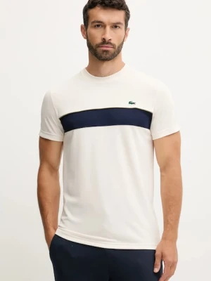 Lacoste t-shirt męski kolor beżowy wzorzysty TH4748