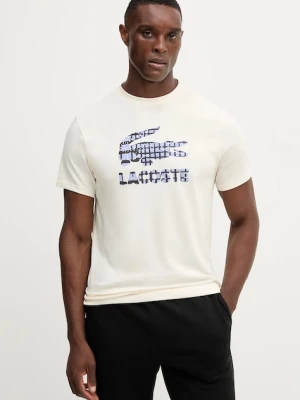 Lacoste t-shirt męski kolor beżowy z nadrukiem TH4769