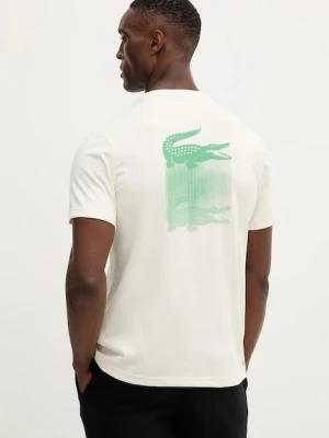 Lacoste t-shirt męski kolor beżowy z nadrukiem TH4780