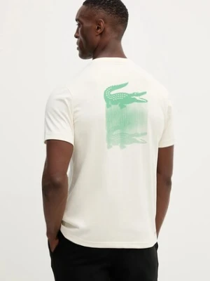 Lacoste t-shirt męski kolor beżowy z nadrukiem TH4780