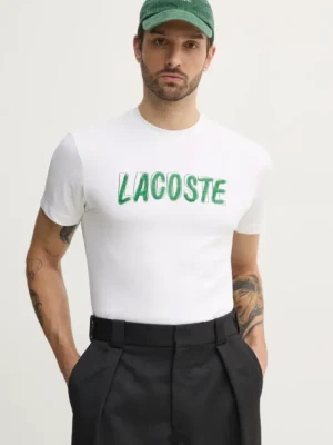 Lacoste t-shirt męski kolor beżowy z nadrukiem TH8916