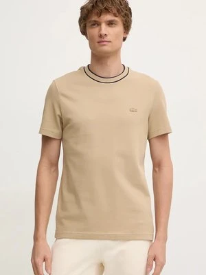 Lacoste t-shirt męski kolor brązowy gładki TH8174