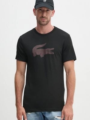 Lacoste t-shirt męski kolor czarny z nadrukiem