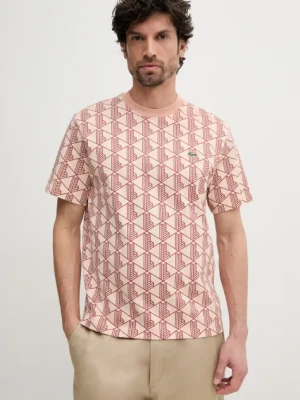 Lacoste t-shirt męski kolor pomarańczowy wzorzysty TH2831