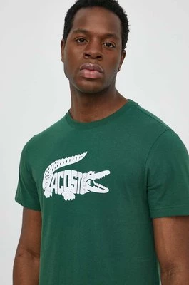 Lacoste t-shirt męski kolor zielony z nadrukiem