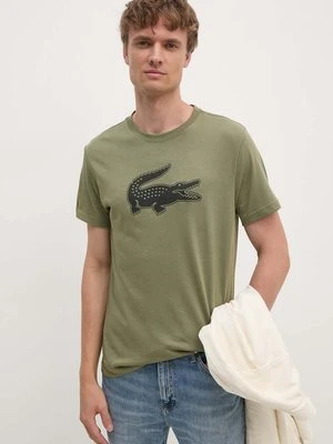 Lacoste t-shirt męski kolor zielony z nadrukiem