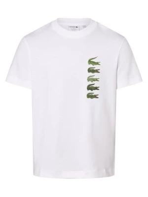 Lacoste T-shirt męski Mężczyźni Bawełna biały nadruk,