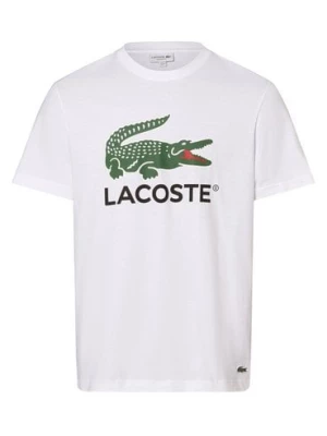 Lacoste T-shirt męski Mężczyźni Bawełna biały nadruk,