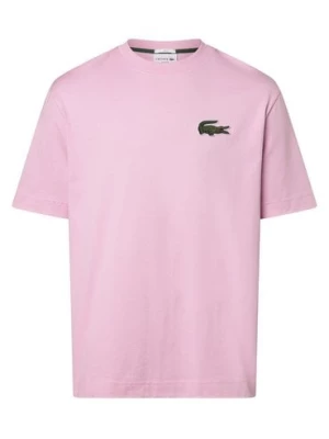 Lacoste T-shirt męski Mężczyźni Bawełna wyrazisty róż jednolity,