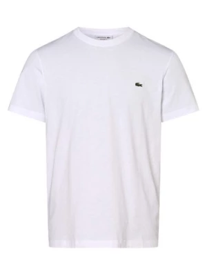 Lacoste T-shirt męski Mężczyźni Dżersej biały jednolity,