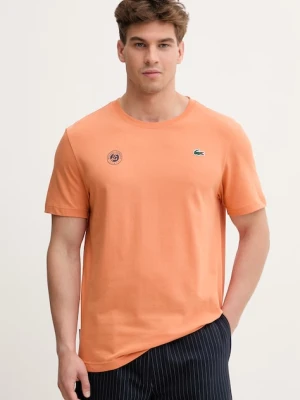 Lacoste T-shirt męski z bawełną pomarańczowy
