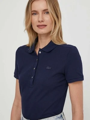 Lacoste T-shirt PF5462 damski kolor granatowy z kołnierzykiem PF5462-001