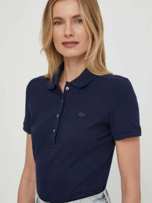 Lacoste T-shirt PF5462 damski kolor granatowy z kołnierzykiem PF5462-001