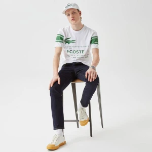 Lacoste Active Erkek Relaxed Fit Bisiklet Yaka Baskılı Beyaz T-Shirt