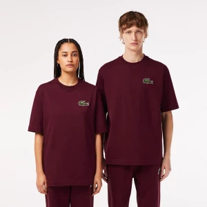 Lacoste T-shirt unisex z grubej bawełny organicznej z dużym logo krokodyla Loose Fit