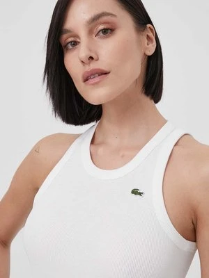 Lacoste top bawełniany kolor beżowy