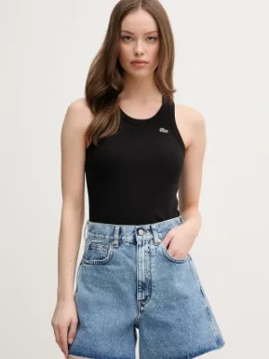 Lacoste top bawełniany kolor czarny