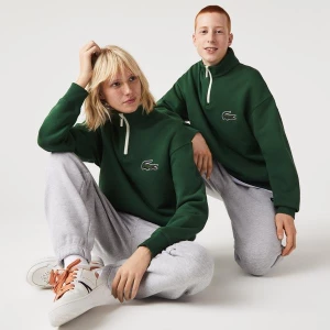 Lacoste Unisex Relaxed Fit Dik Yaka Organik Pamuk Yeşil Sweatshirt