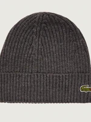 Lacoste Wełniana czapka grafitowy