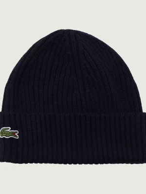Lacoste Wełniana czapka granatowy