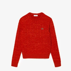 Lacoste Wełniano-bawełniany sweter z dzianiny