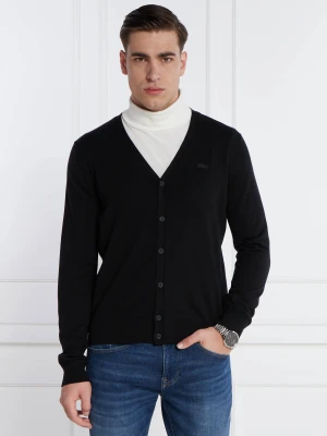 Lacoste Wełniany kardigan | Regular Fit czarny