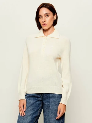 Lacoste Wełniany sweter | Regular Fit ecru
