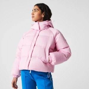 Lacoste Women's L!VE Detachable Hood Short Quilted Rain Jacket