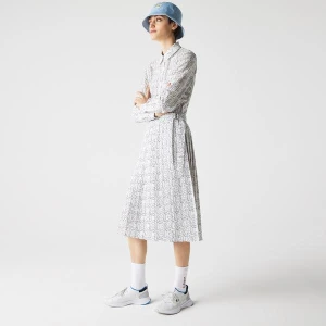 Lacoste Women's Patterned Flowy Mid-Length Pleated Skirt