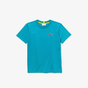 Lacoste x National Geographic Çocuk Bisiklet Yaka Kısa Kollu Mavi T-Shirt