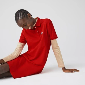 Lacoste x National Geographic Kadın Polo Yaka Kısa Kollu Kırmızı Elbise