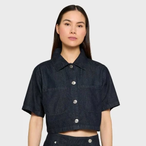 Ladies Cropped Light Denim Shirt Urban Classics